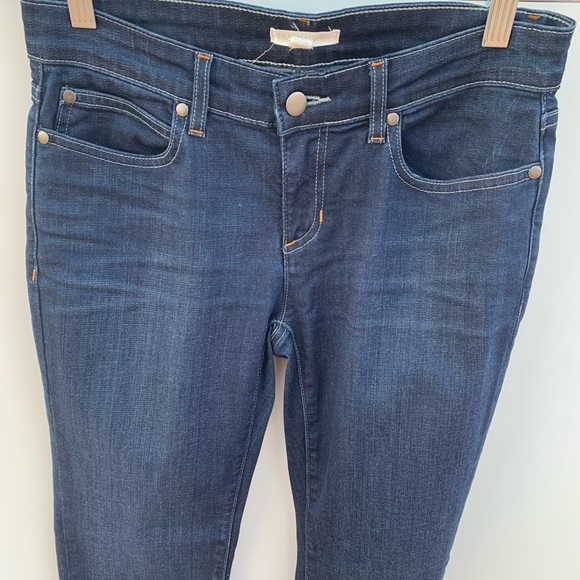 Eileen Fisher Slim Ankle Raw Hem Jeans Dark Wash - Picture 5 of 5